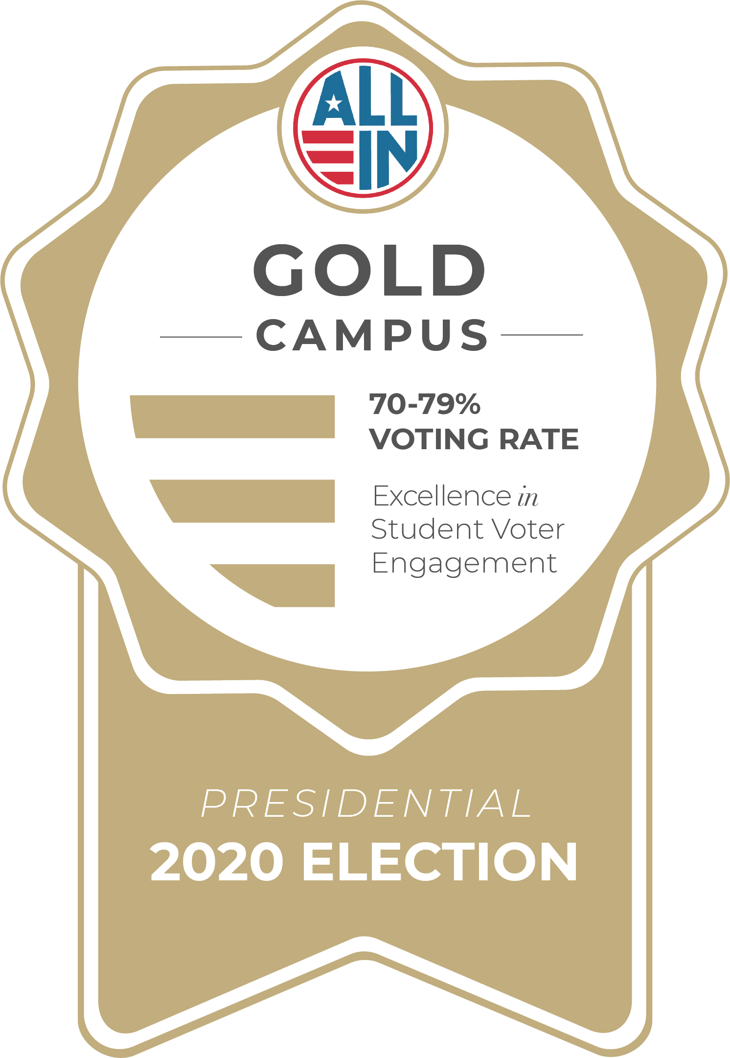 All In Gold Seal for Excellence in Student Voter Engagement 2018 Midterm Election