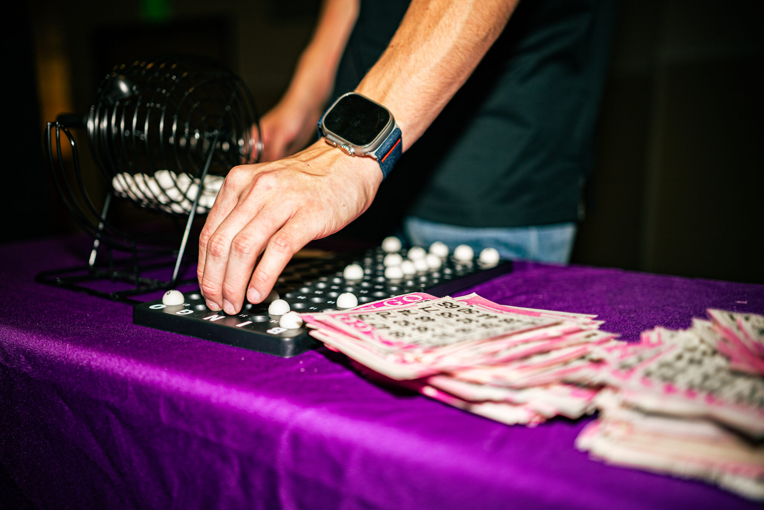 Bingo sheet stamps during Bingo event